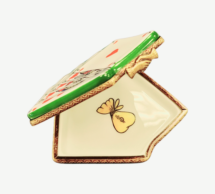 Limoges Playing Cards Collectible Box Porcelain Limoges games wine spirits French Trinket Box