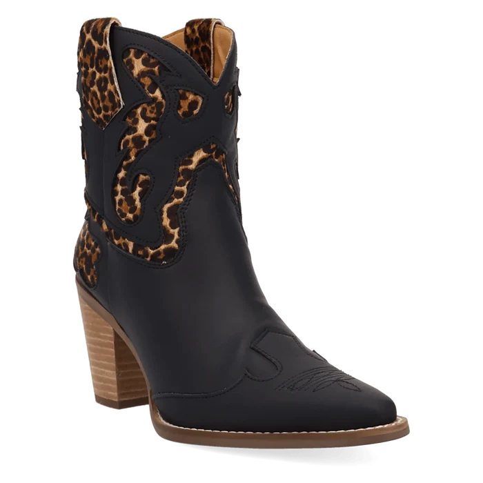 Dingo Women's Run Wild Leather Bootie in Leopard