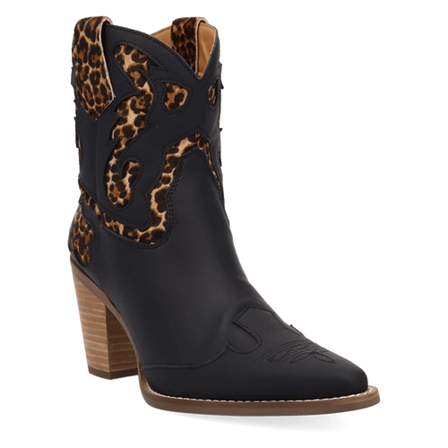 Dingo Women's Run Wild Leather Bootie in Leopard
