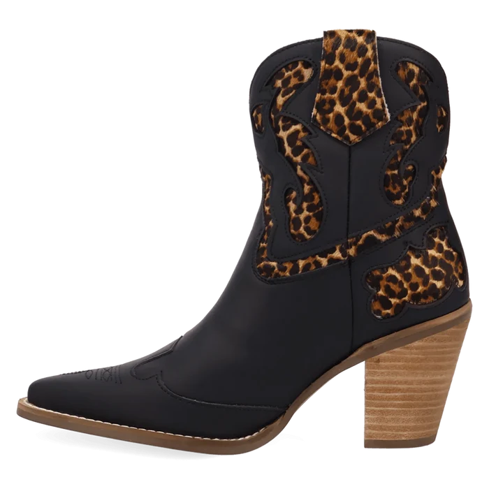Dingo Women's Run Wild Leather Bootie in Leopard