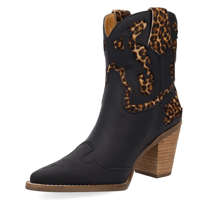Dingo Women's Run Wild Leather Bootie in Leopard