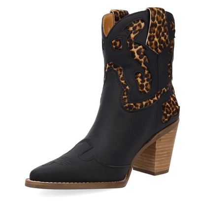 Dingo Women's Run Wild Leather Bootie in Leopard