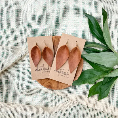 Distressed Leather Leaf Earrings Acorn Home + Apparel