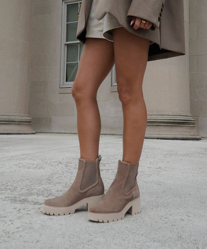 Dolce Vita waterproof chunky Heel suede boot taupe tan Hawk H20.