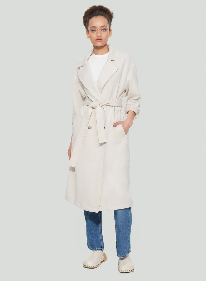 Double Breasted Knit Trench Jacket Acorn Home + Apparel