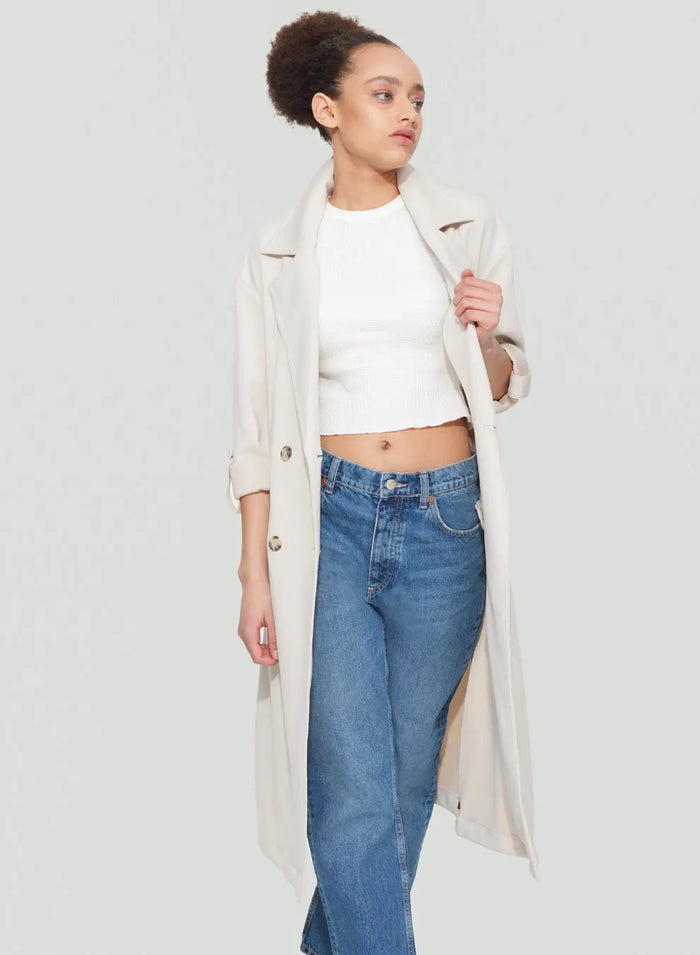 Double Breasted Knit Trench Jacket Acorn Home + Apparel
