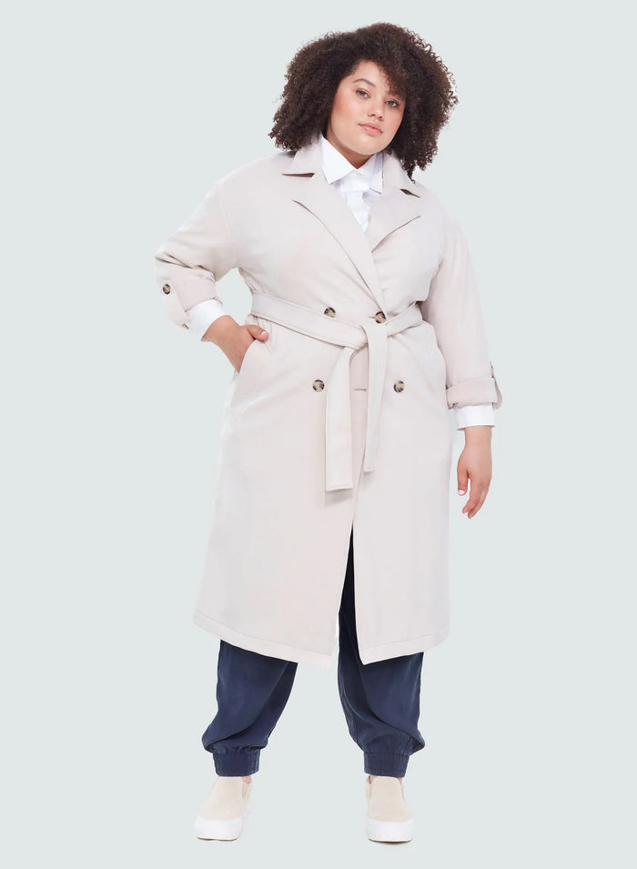 Double Breasted Knit Trench Jacket Acorn Home + Apparel