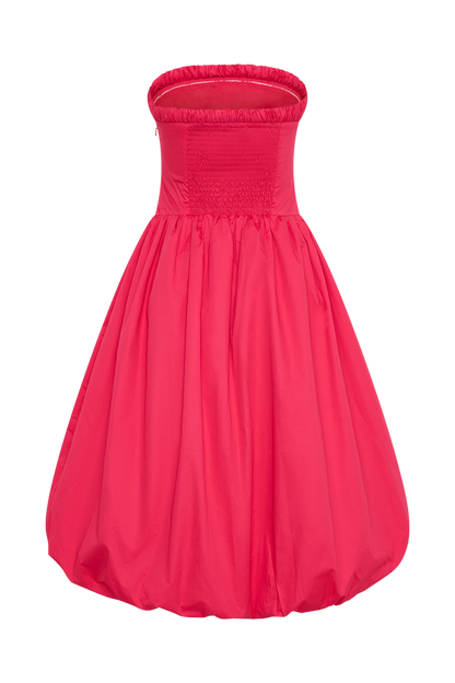 Dulce Puff Midi Dress - Raspberry