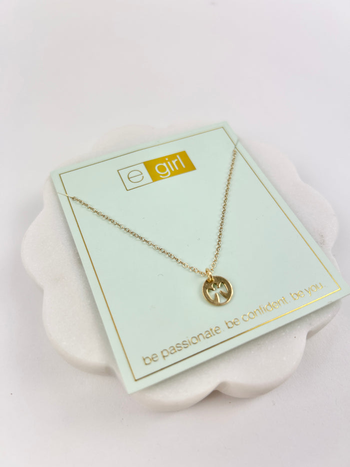 eGirl 14" Guardian Angel Small Disc Necklace Necklaces in  at Wrapsody