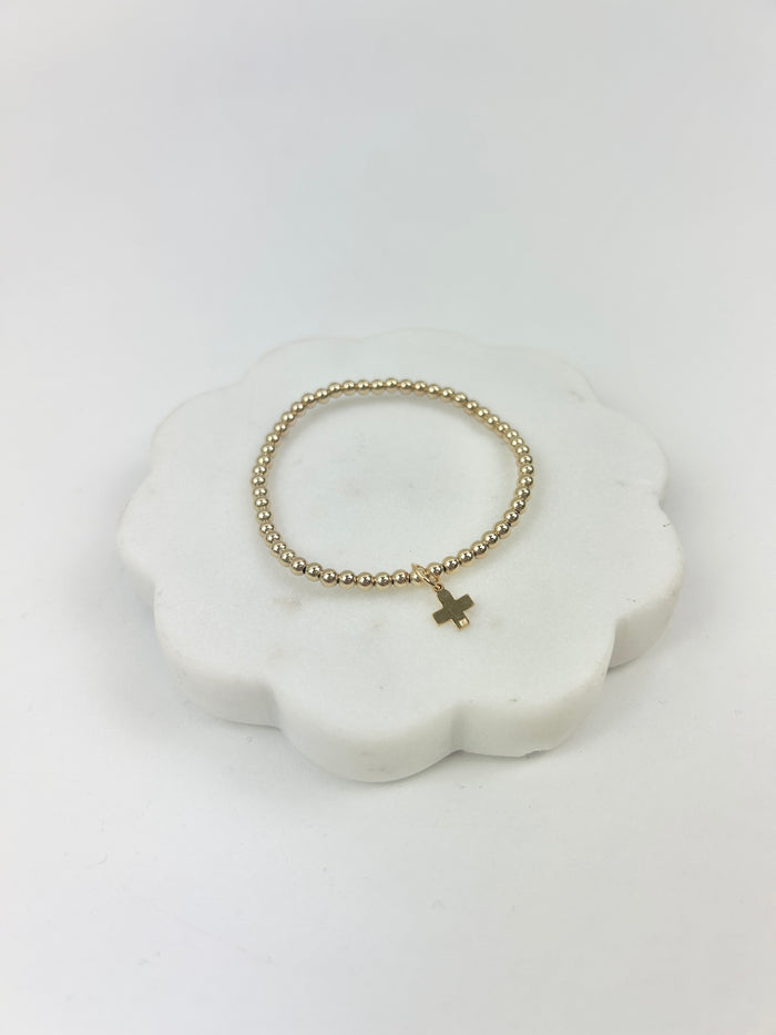 eGirl 3mm Signature Cross Charm Gold Bracelet Bracelets in at Wrapsody