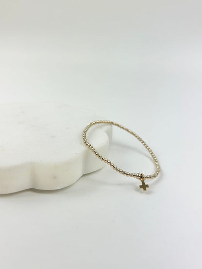 eGirl Signature Cross Small Charm 2mm Gold Bracelet Bracelets in at Wrapsody