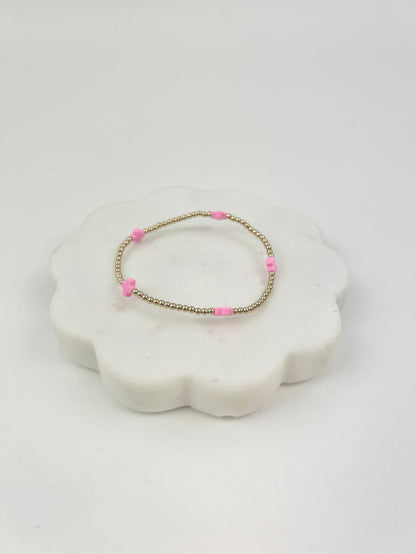 eGirl Signature Cross Small Pattern 2mm Bracelet - Bright Pink Bracelets in at Wrapsody