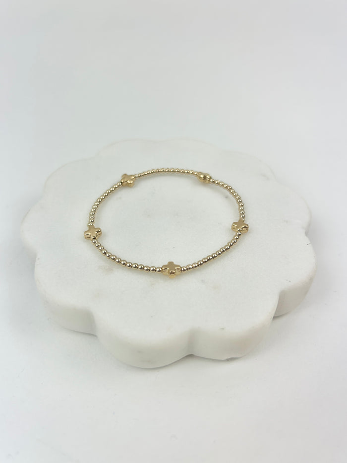 eGirl Signature Cross Small Pattern 2mm Bracelet - Gold Bracelets in at Wrapsody