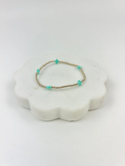 eGirl Signature Cross Small Pattern 2mm Bracelet - Mint Bracelets in at Wrapsody