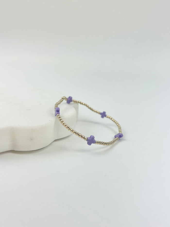 eGirl Signature Cross Small Pattern 2mm Bracelet - Purple Bracelets in at Wrapsody