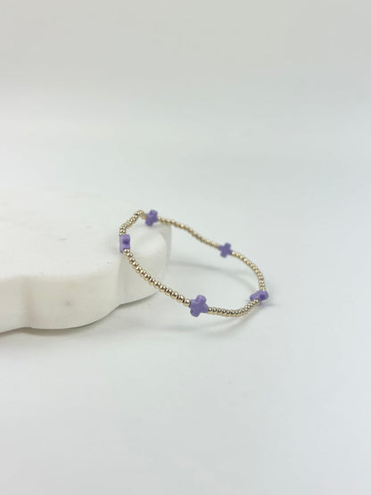 eGirl Signature Cross Small Pattern 2mm Bracelet - Purple Bracelets in at Wrapsody