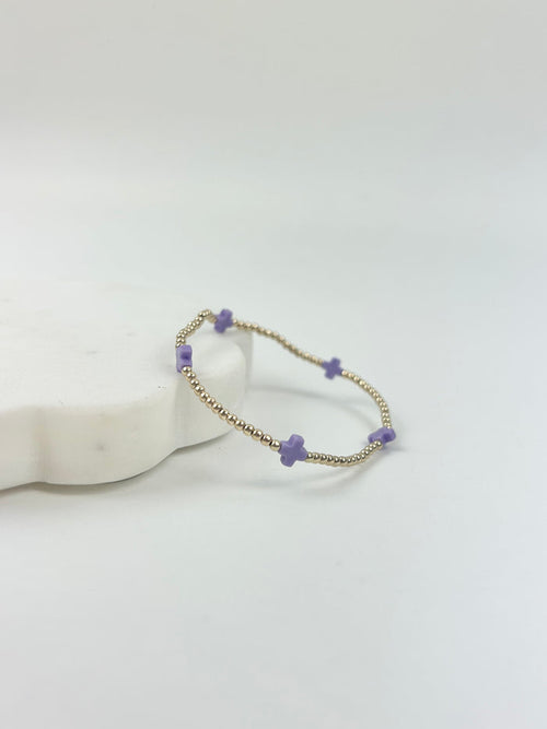 eGirl Signature Cross Small Pattern 2mm Bracelet - Purple Bracelets in at Wrapsody
