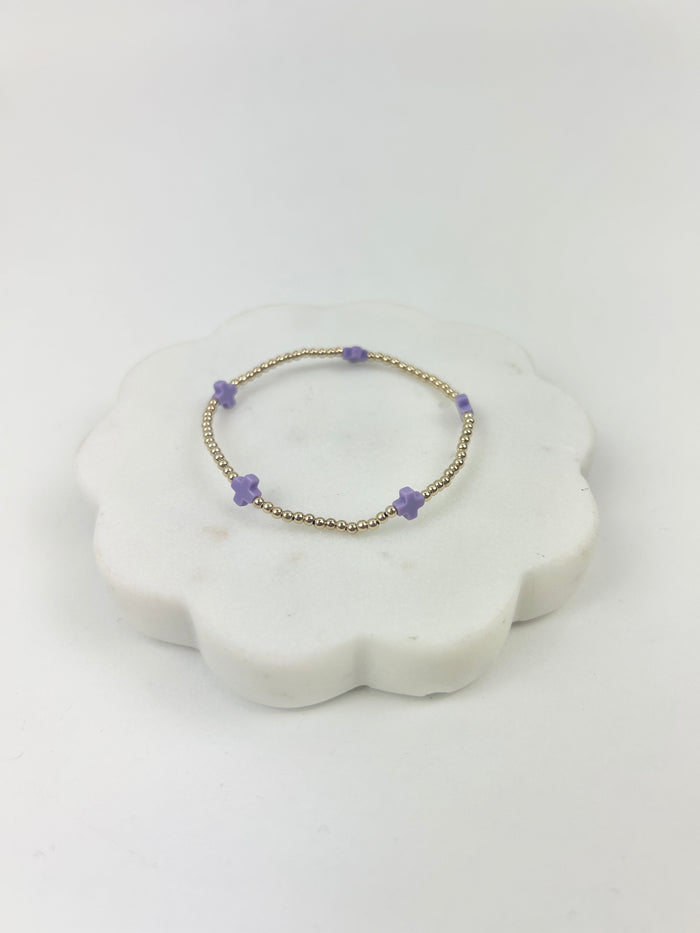 eGirl Signature Cross Small Pattern 2mm Bracelet - Purple Bracelets in at Wrapsody