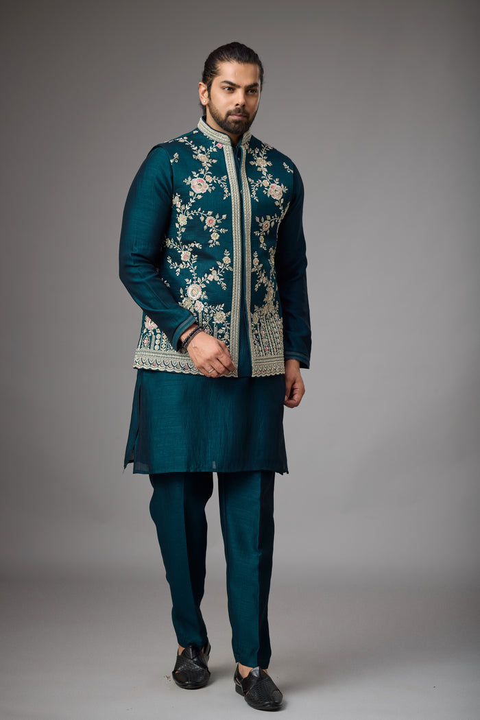 Emerald Teal Diwali outfit for men