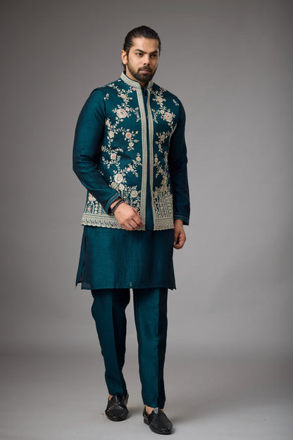 Emerald Teal Diwali outfit for men