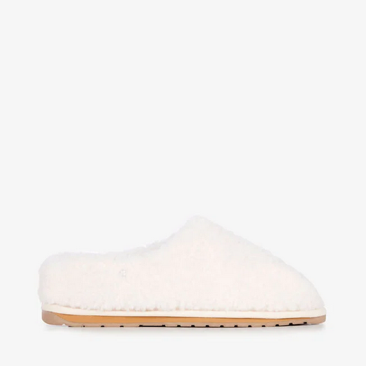 Emu Australia Canada wool mule, natural cream white Joy Teddy slipper.