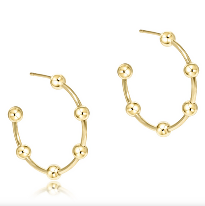 eNewton 4mm Beaded Simplicity  1" Post Hoop Earrings in  at Wrapsody