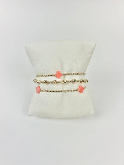 Enewton Signature Cross Gold 2mm Coral Bracelet Stack Bracelets in at Wrapsody