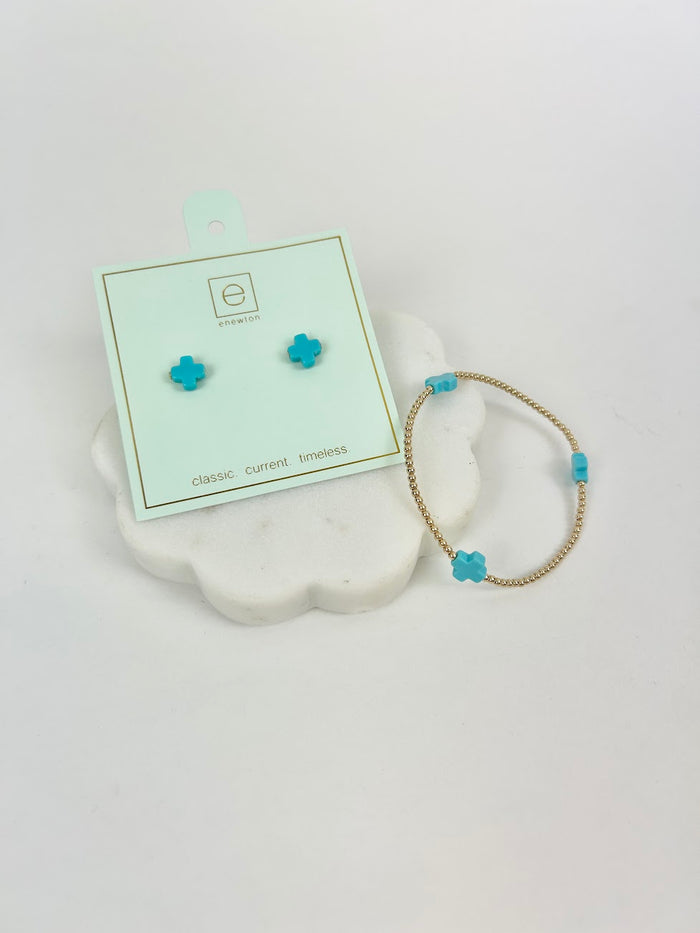 Enewton Signature Cross Turquoise Stud/Bracelet Duo Earrings in at Wrapsody