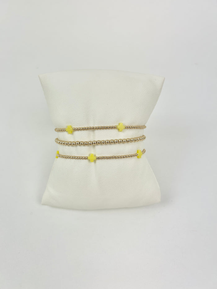 Enewton Small Signature Cross Gold 2mm Canary Bracelet Stack Bracelets in at Wrapsody