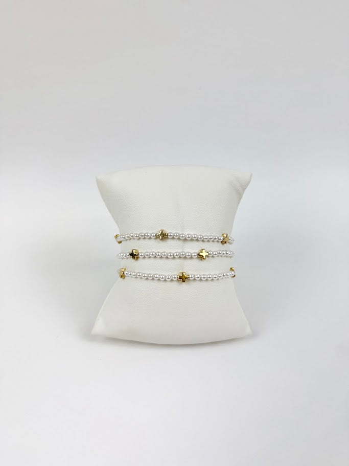 Enewton Small Signature Cross Pearl 3mm Bracelet Stack Bracelets in at Wrapsody
