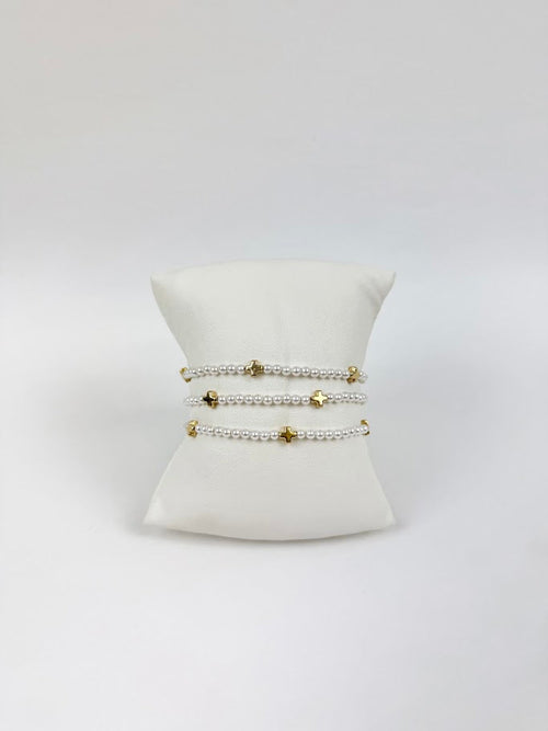 Enewton Small Signature Cross Pearl 3mm Bracelet Stack Bracelets in at Wrapsody