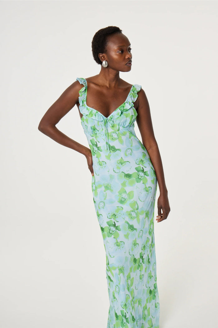 Woman modeling Fabienne Chapot Josine Dress Light Blue/Green by Fabienne Chapot, shop Fabienne Chapot at Dotique.