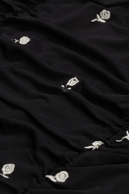 Fabienne Chapot Kamea Top Black/Cosy White by Fabienne Chapot with embroidered roses, shop Fabienne Chapot at Dotique.