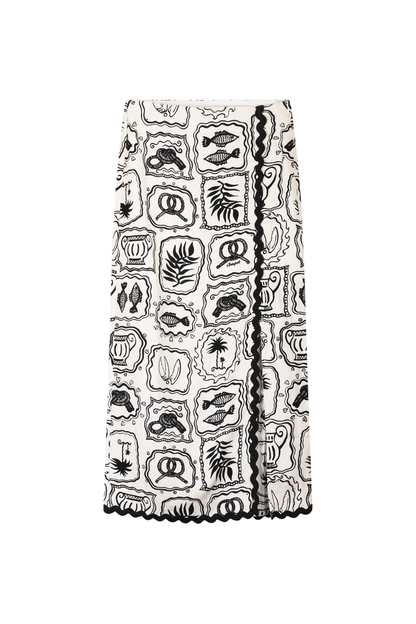 Fabienne Chapot Tila Skirt Cosy White/Black by Fabienne Chapot featuring black framed patterns, shop Fabienne Chapot at Dotique