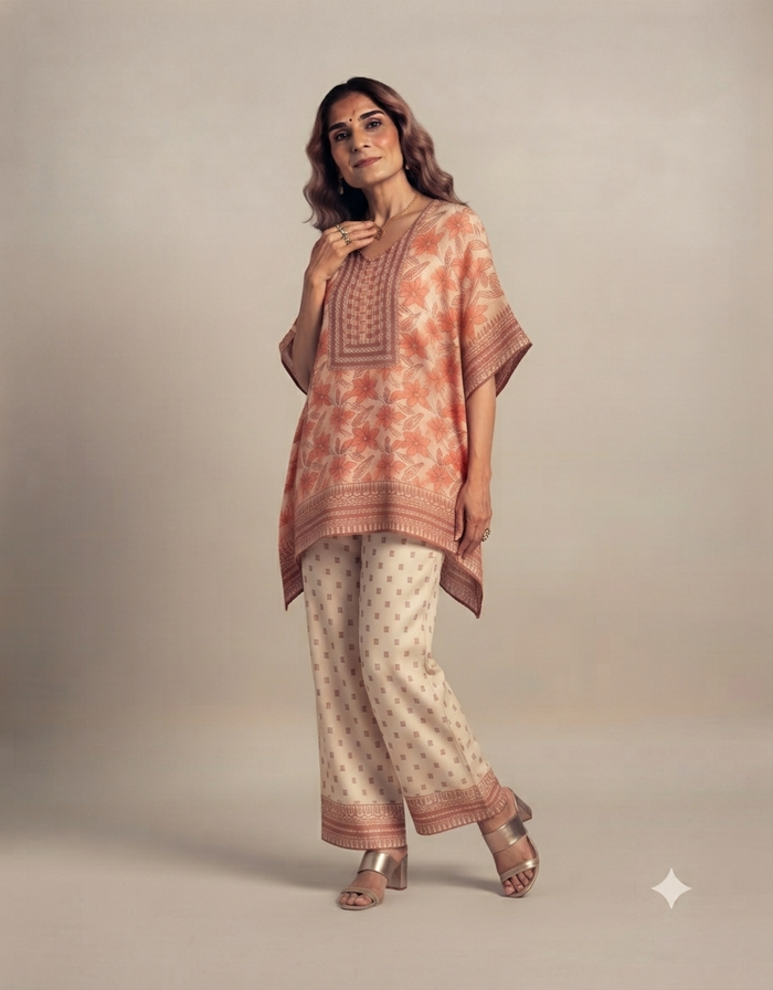Floral Print Kaftan Set