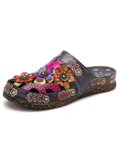 Flowers Handmade Colorful Slippers