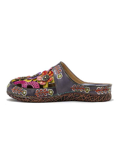 Flowers Handmade Colorful Slippers