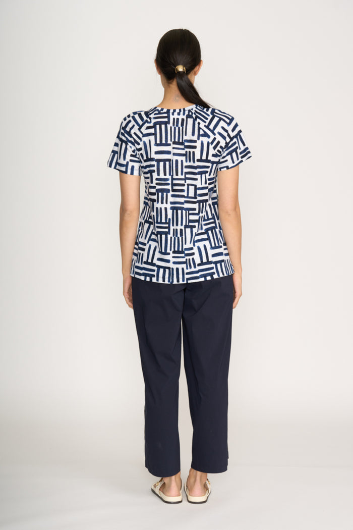 Woman wearing Foil Fo8259 Broad Horizon Trousers Navy from Foil, shop the vendor at Dotique for stylish apparel.