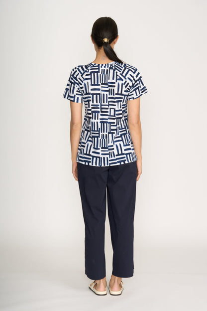 Woman wearing Foil Fo8259 Broad Horizon Trousers Navy from Foil, shop the vendor at Dotique for stylish apparel.