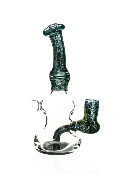 Top view of Frit Mini Rig by Waterhouse Glass 8 inch worked waterpipe