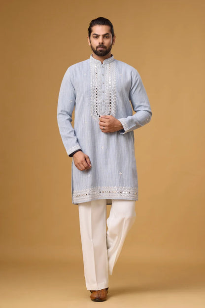 Regal Embroidered Vertical Panel Kurta for Men – Wedding Wear | Mahavir NX
