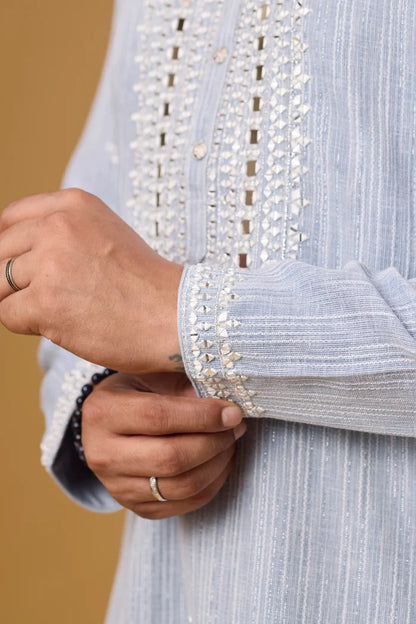 Premium Regal Embroidered Kurta Set for Men – Full Length | Mahavir NX
