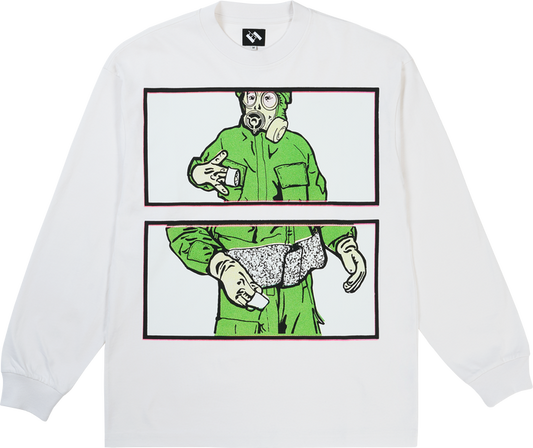 GAS MASK INSTRUCTION LONGSLEEVE WHITE