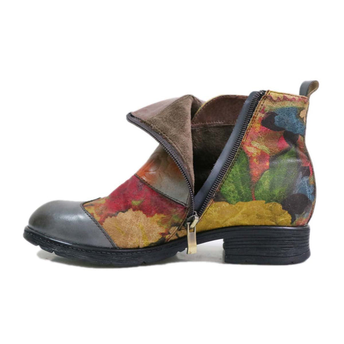 Genuine Leather Hand Painted Flat Boots