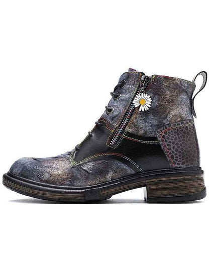 Genuine Leather Vintage Ankle Boots