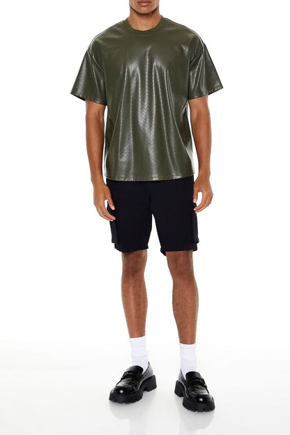 Geo Chevron Faux Leather Tee