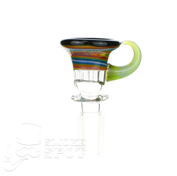 Glass Enthuastic 14mm Bowl with Hook #107 featuring honeycomb 7-hole screen - Smoke Spot Smoke Shop