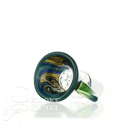 Side view of Glass Enthuastic 14mm Bowl with Hook #119 showing detailed glass craftsmanship - Smoke Spot Smoke Shop