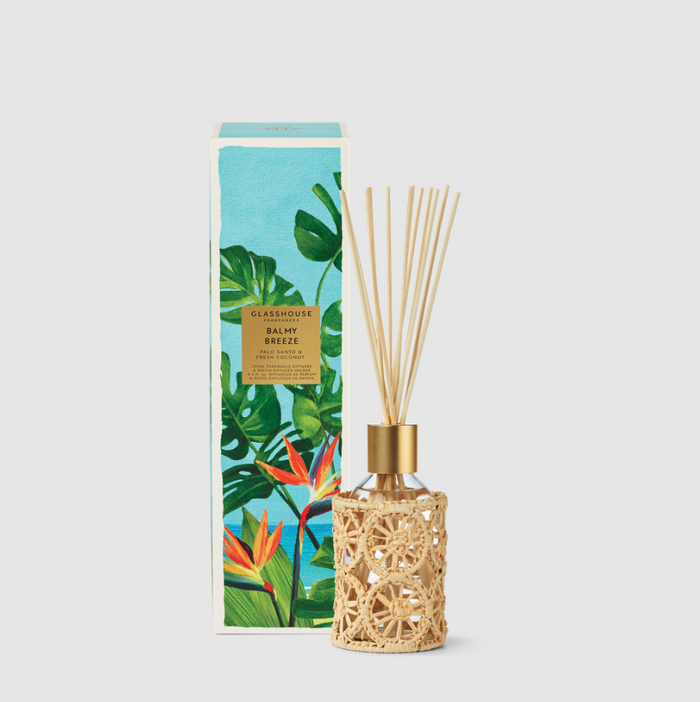 Glasshouse Diffuser 8.4oz Balmy Breeze Scents in at Wrapsody