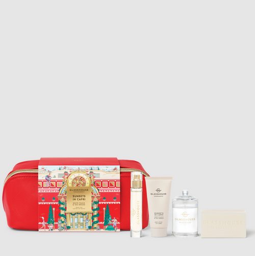 Glasshouse Travel Set Sunsets In Capri Bath & Body in at Wrapsody